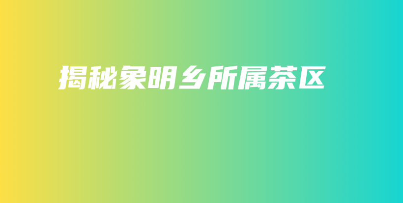 揭秘象明鄉(xiāng)所屬茶區(qū)插圖