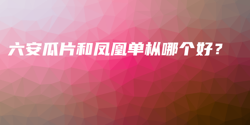 六安瓜片和鳳凰單樅哪個(gè)好？插圖