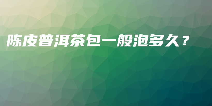陳皮普洱茶包一般泡多久？插圖