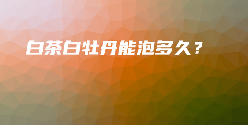 白茶白牡丹能泡多久？插圖