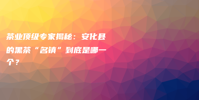 茶業(yè)頂級專家揭秘：安化縣的黑茶“名鎮(zhèn)”到底是哪一個？插圖