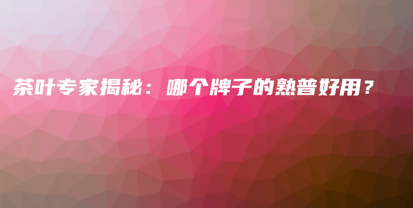 茶葉專家揭秘：哪個牌子的熟普好用？插圖