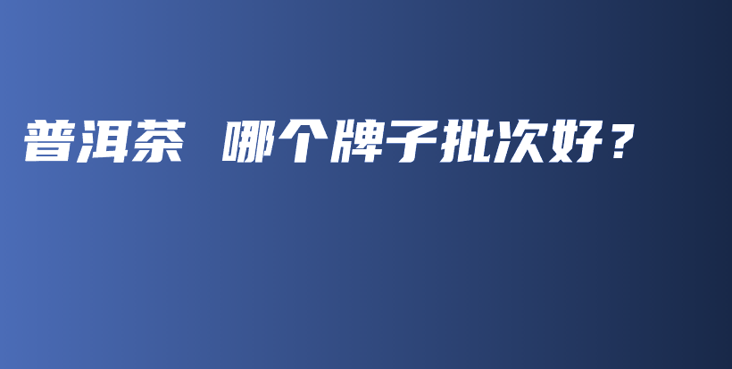 普洱茶 哪個牌子批次好？插圖