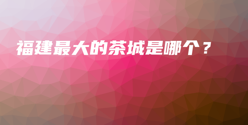 福建最大的茶城是哪個？插圖