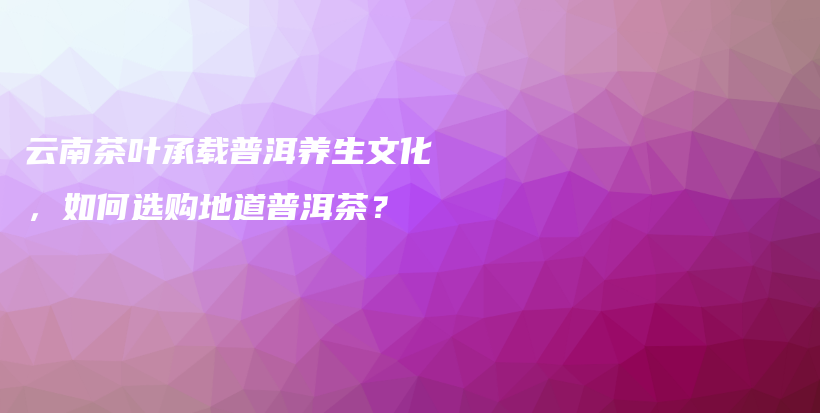 云南茶葉承載普洱養(yǎng)生文化，如何選購(gòu)地道普洱茶？插圖