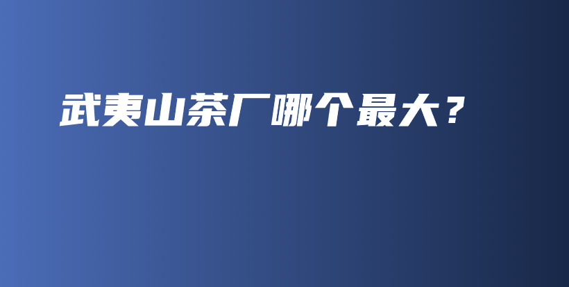 武夷山茶廠哪個最大？插圖