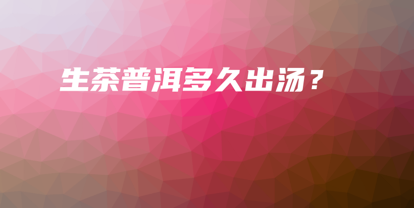 生茶普洱多久出湯？插圖