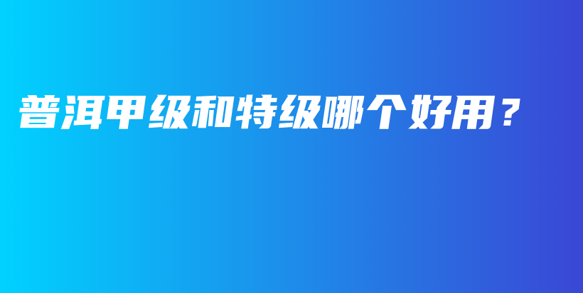 普洱甲級和特級哪個好用？插圖