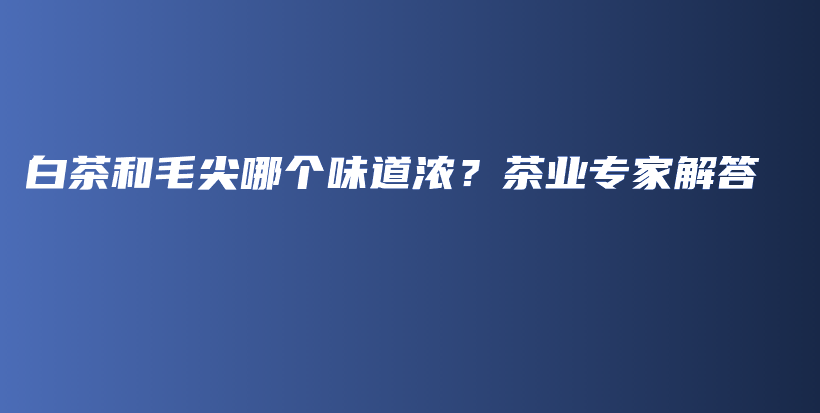 白茶和毛尖哪個味道濃？茶業(yè)專家解答插圖