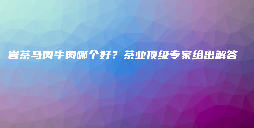 巖茶馬肉牛肉哪個好？茶業(yè)頂級專家給出解答插圖