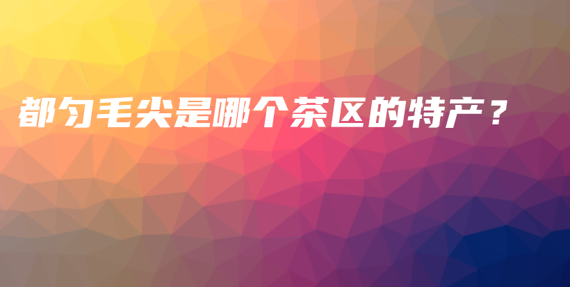 都勻毛尖是哪個(gè)茶區(qū)的特產(chǎn)？插圖