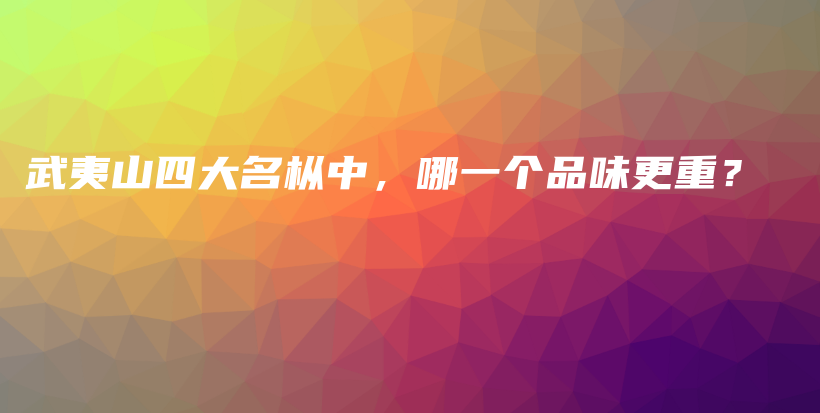 武夷山四大名樅中，哪一個品味更重？插圖