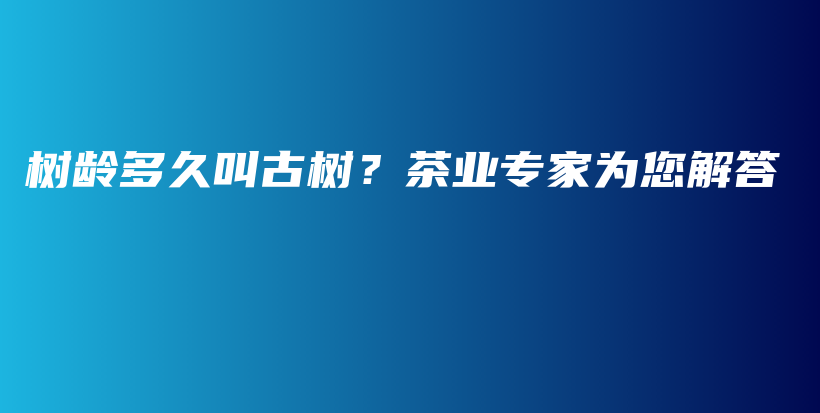 樹(shù)齡多久叫古樹(shù)？茶業(yè)專家為您解答插圖