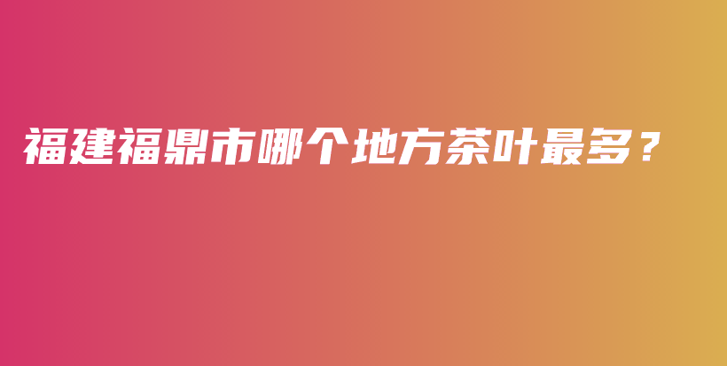 福建福鼎市哪個(gè)地方茶葉最多？插圖