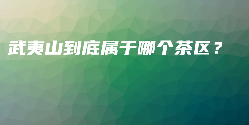 武夷山到底屬于哪個茶區(qū)？插圖