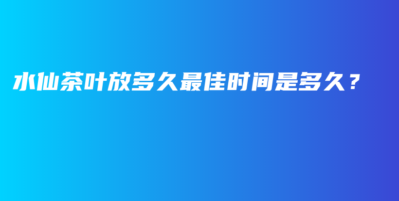 水仙茶葉放多久最佳時間是多久？插圖