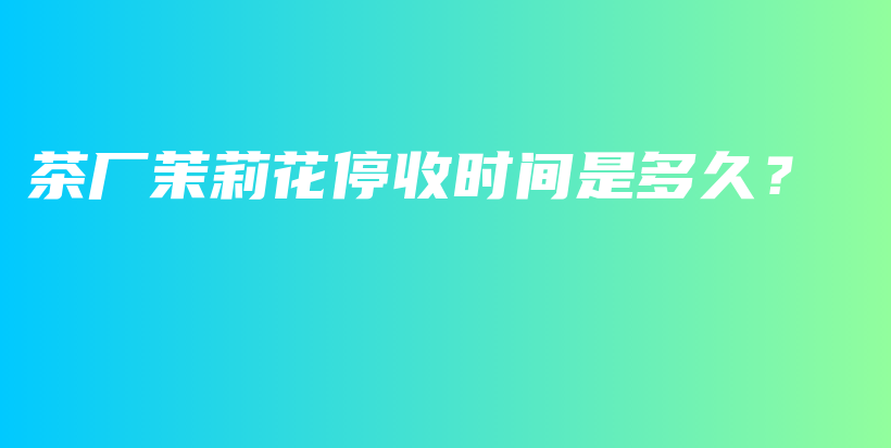茶廠茉莉花停收時(shí)間是多久？插圖