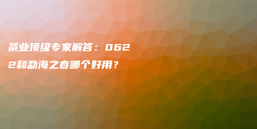 茶業(yè)頂級專家解答：0622和勐海之春哪個好用？插圖