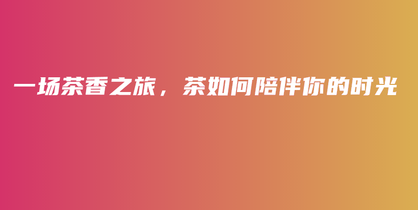 一場茶香之旅，茶如何陪伴你的時光插圖