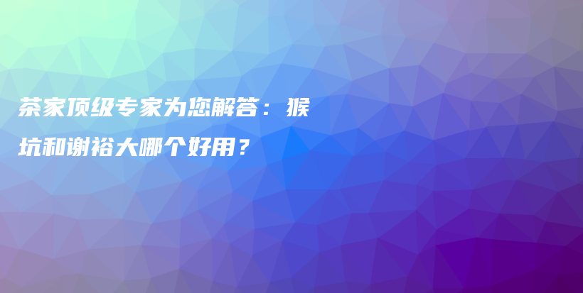 茶家頂級專家為您解答：猴坑和謝裕大哪個好用？插圖