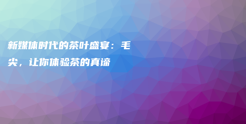 新媒體時(shí)代的茶葉盛宴：毛尖，讓你體驗(yàn)茶的真諦插圖