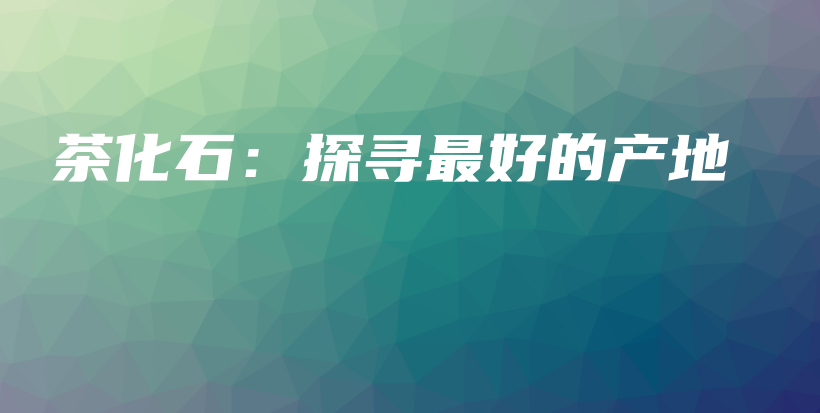 茶化石：探尋最好的產(chǎn)地插圖