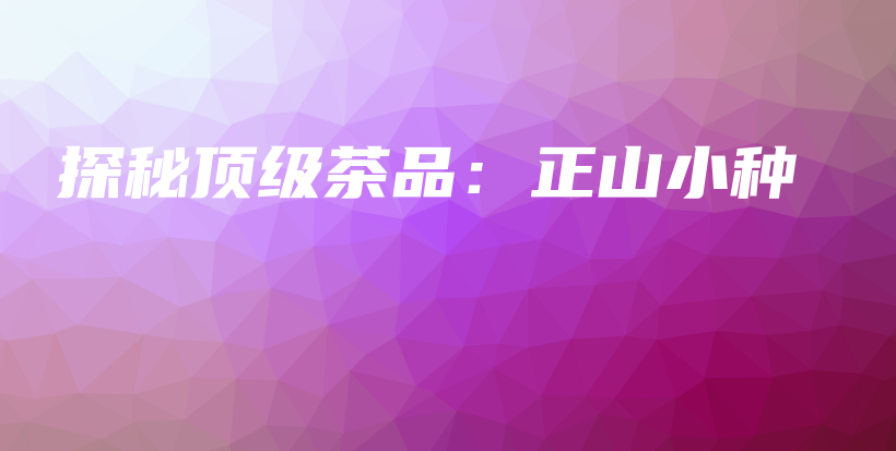 探秘頂級(jí)茶品：正山小種插圖