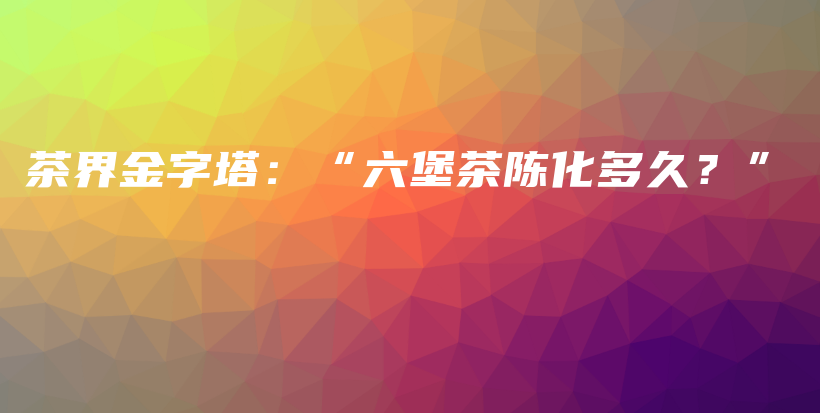 茶界金字塔：“六堡茶陳化多久？”插圖