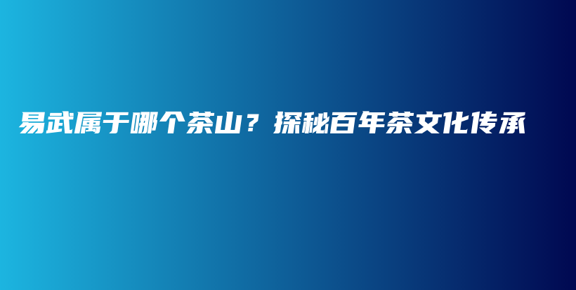 易武屬于哪個(gè)茶山？探秘百年茶文化傳承插圖
