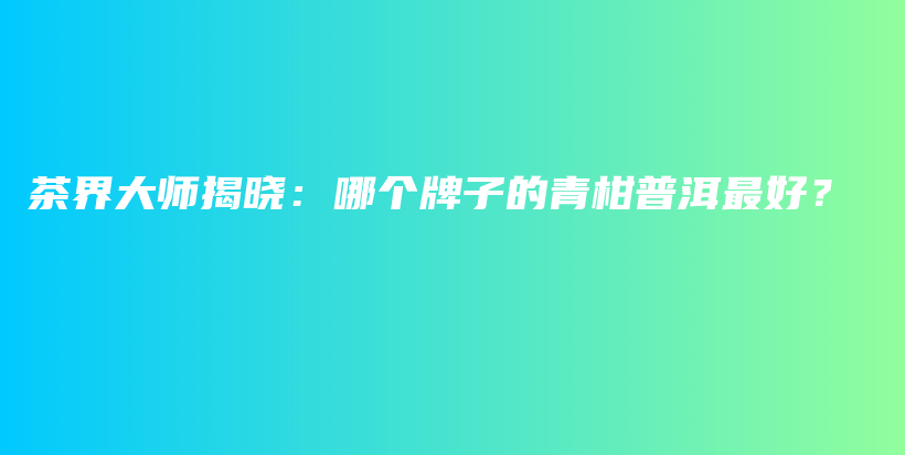 茶界大師揭曉：哪個牌子的青柑普洱最好？插圖