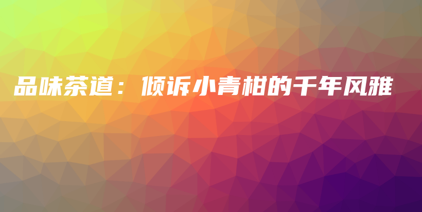 品味茶道：傾訴小青柑的千年風(fēng)雅插圖