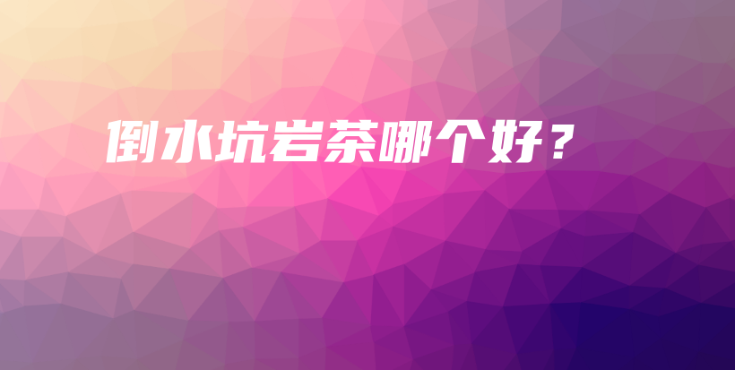倒水坑巖茶哪個(gè)好？插圖