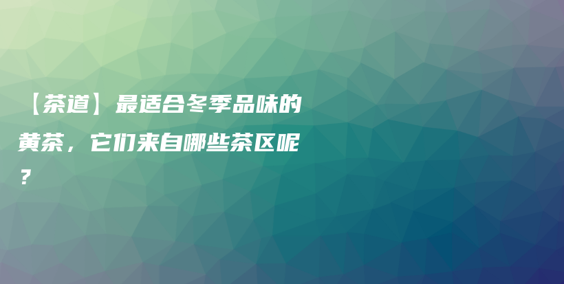 【茶道】最適合冬季品味的黃茶，它們來自哪些茶區(qū)呢？插圖