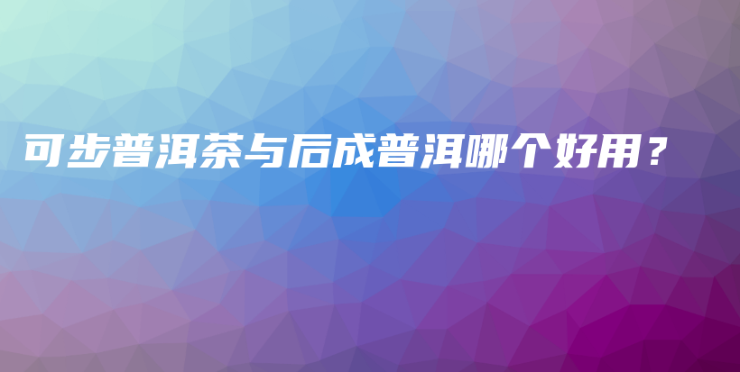 可步普洱茶與后成普洱哪個(gè)好用？插圖