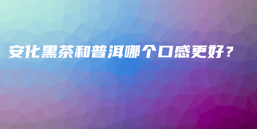 安化黑茶和普洱哪個口感更好？插圖
