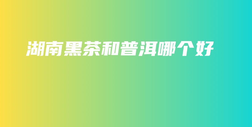 湖南黑茶和普洱哪個(gè)好插圖