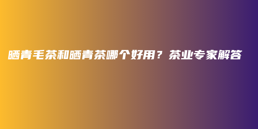 曬青毛茶和曬青茶哪個好用？茶業(yè)專家解答插圖