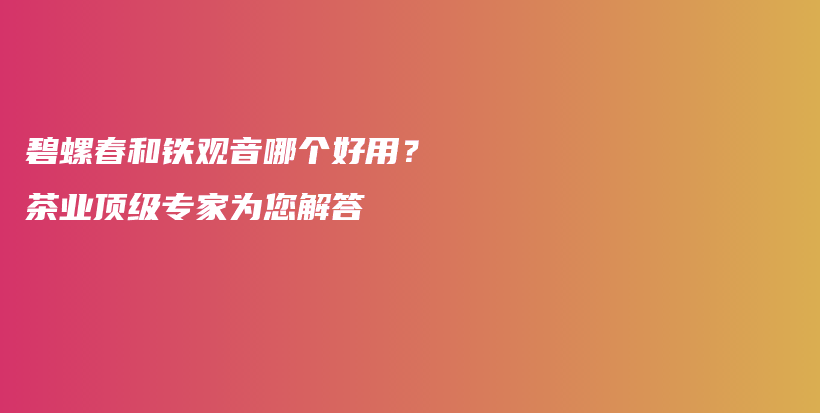 碧螺春和鐵觀音哪個好用？茶業(yè)頂級專家為您解答插圖