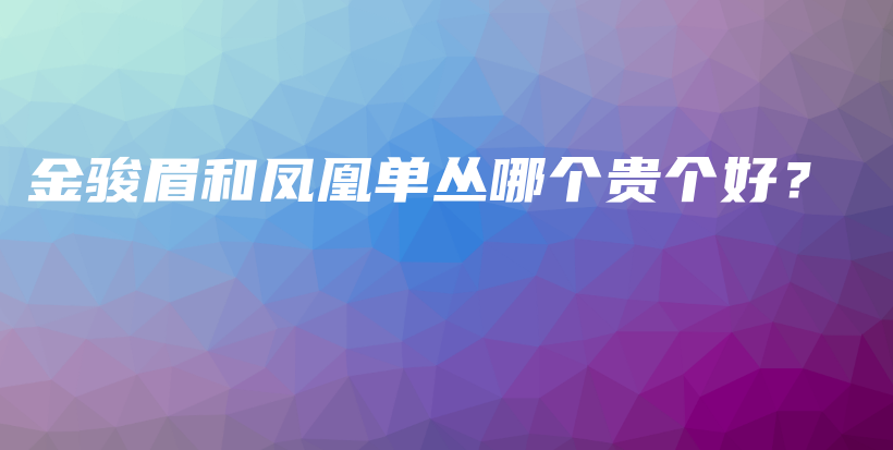金駿眉和鳳凰單叢哪個貴個好？插圖