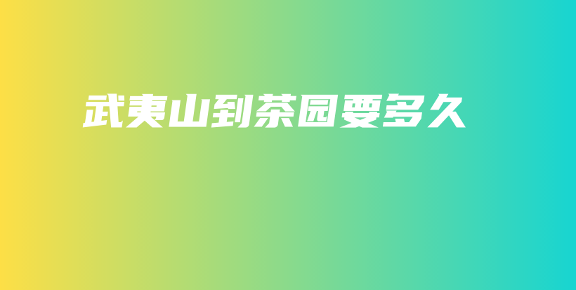 武夷山到茶園要多久插圖