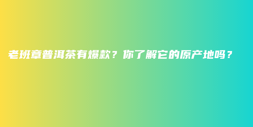 老班章普洱茶有爆款？你了解它的原產(chǎn)地嗎？插圖
