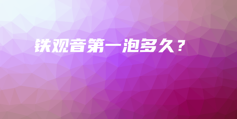 鐵觀音第一泡多久？插圖