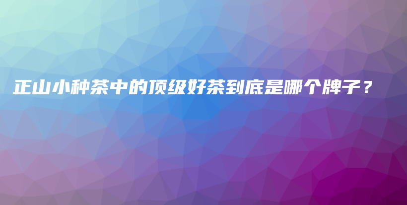 正山小種茶中的頂級好茶到底是哪個牌子？插圖