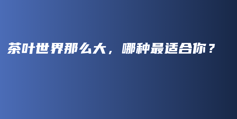 茶葉世界那么大，哪種最適合你？插圖
