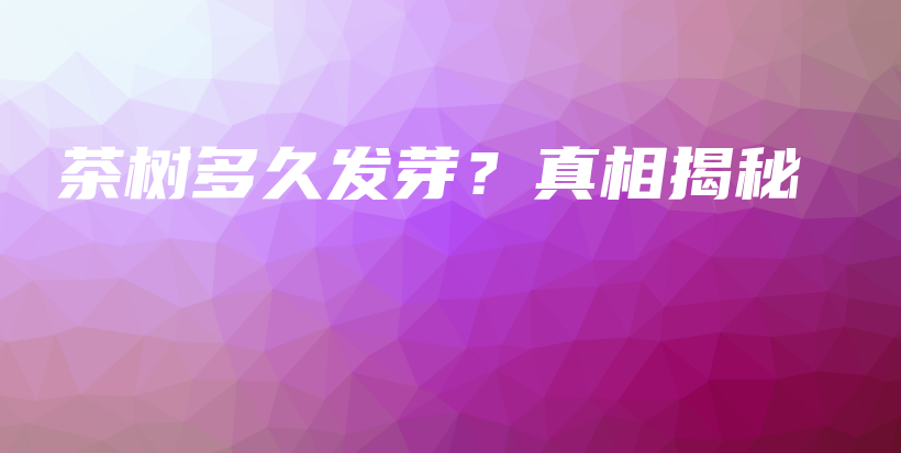 茶樹多久發(fā)芽？真相揭秘插圖