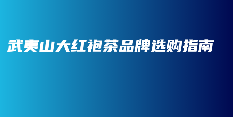武夷山大紅袍茶品牌選購指南插圖