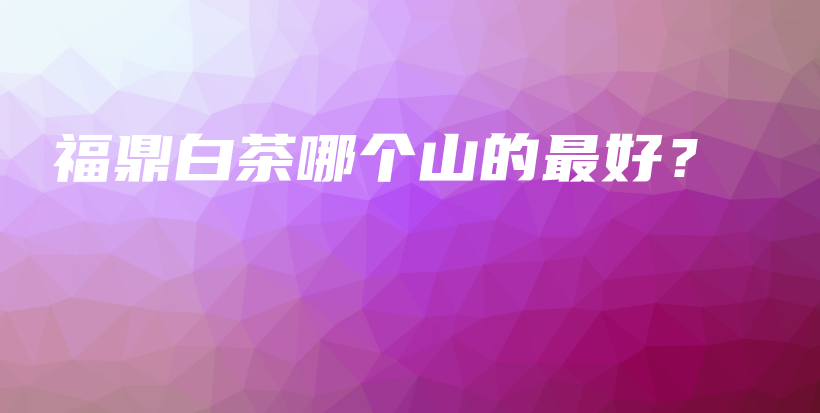 福鼎白茶哪個山的最好？插圖