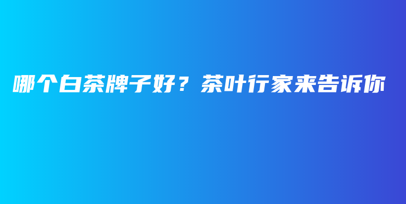 哪個(gè)白茶牌子好？茶葉行家來告訴你插圖