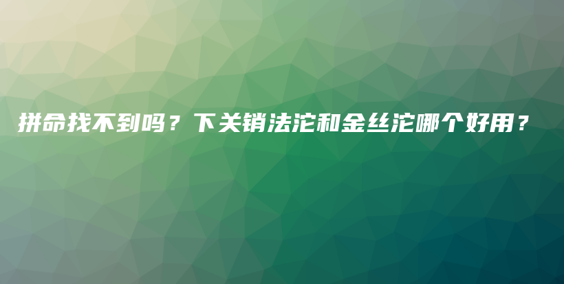 拼命找不到嗎？下關(guān)銷法沱和金絲沱哪個(gè)好用？插圖