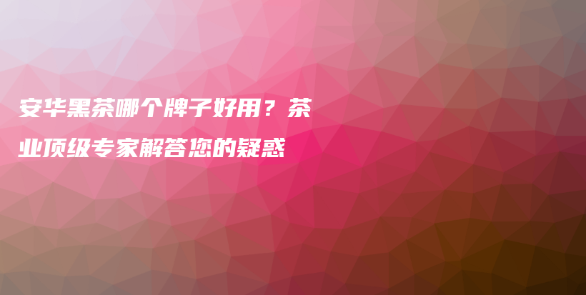 安華黑茶哪個牌子好用？茶業(yè)頂級專家解答您的疑惑插圖